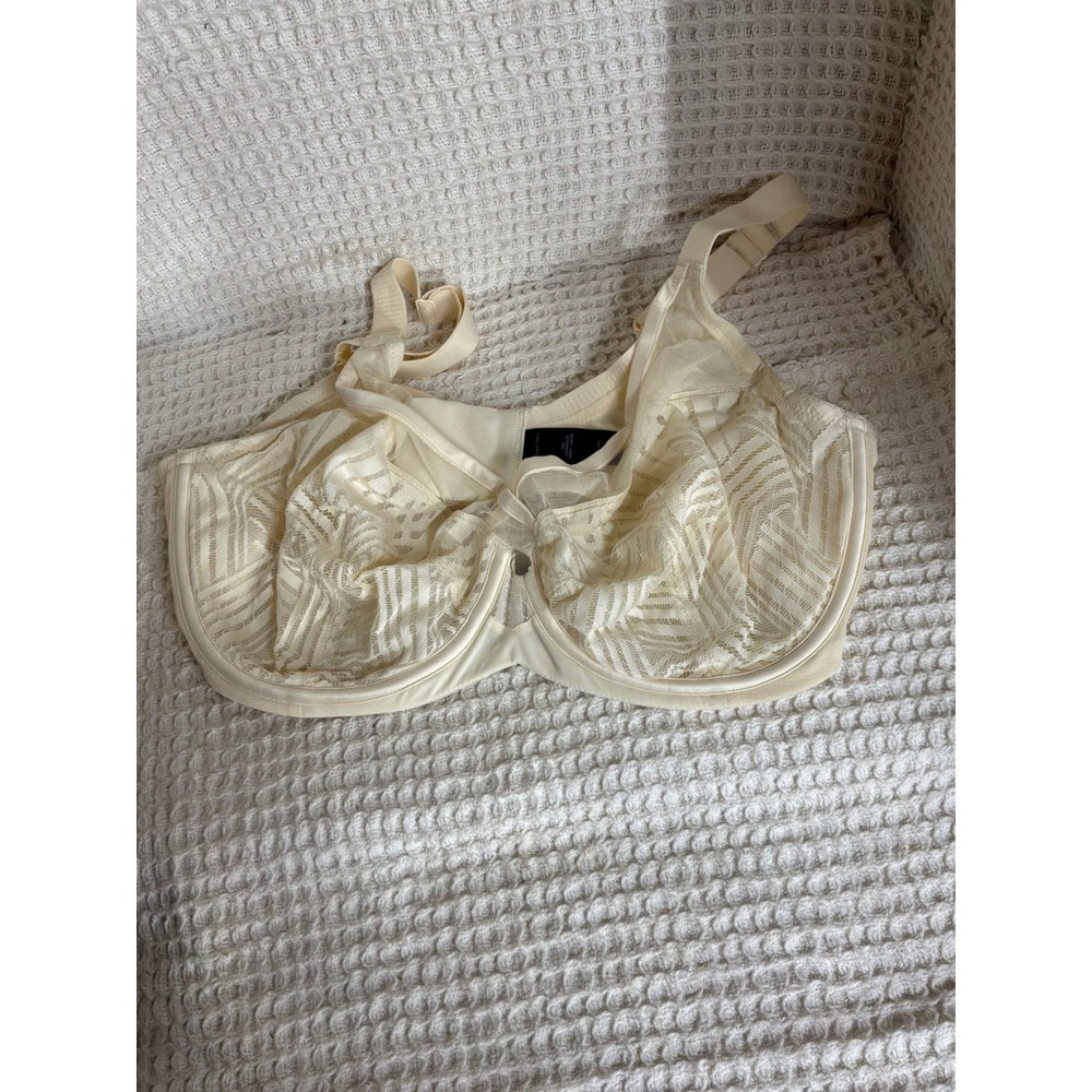 Lacecore Womens Understance Lace Mesh Underwire Bra 36G Ivory Cream
